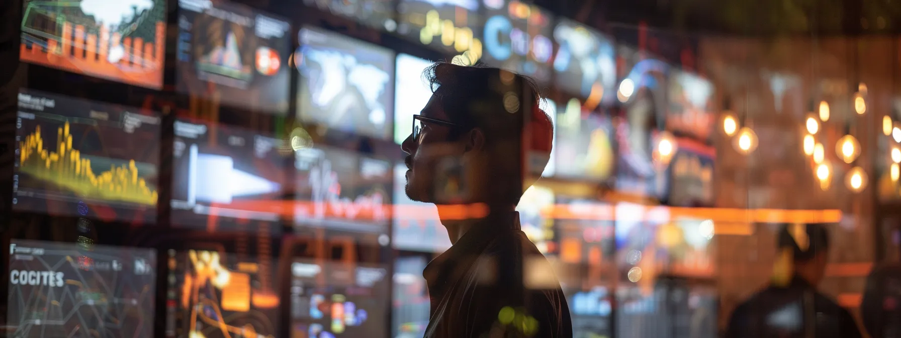 a focused cfo surrounded by screens displaying revenue growth, profit margins, customer acquisition costs, lifetime value, cash flow, and risk assessment metrics.