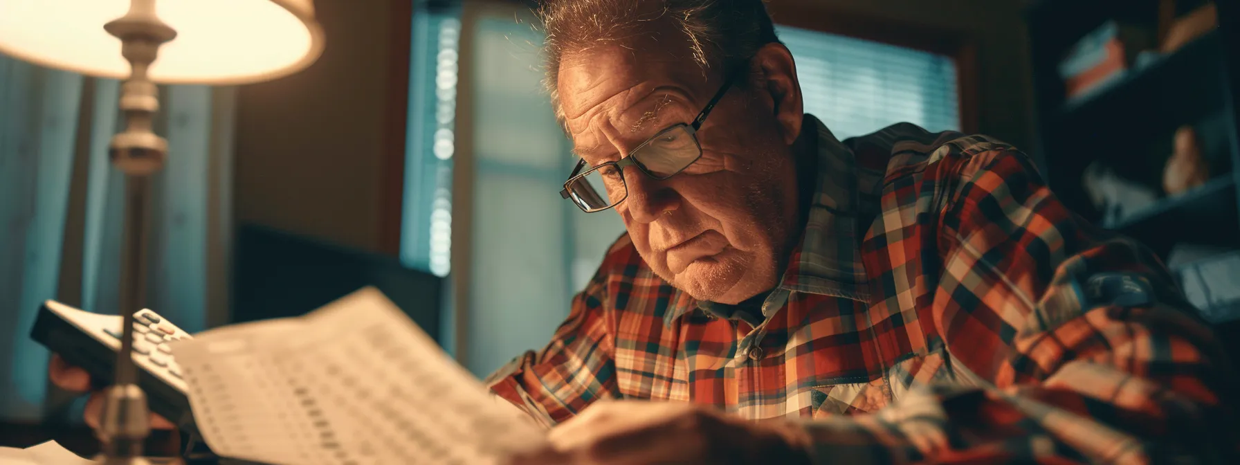 a small business owner carefully examining a detailed state and local tax obligation chart, surrounded by tax documents and calculators.