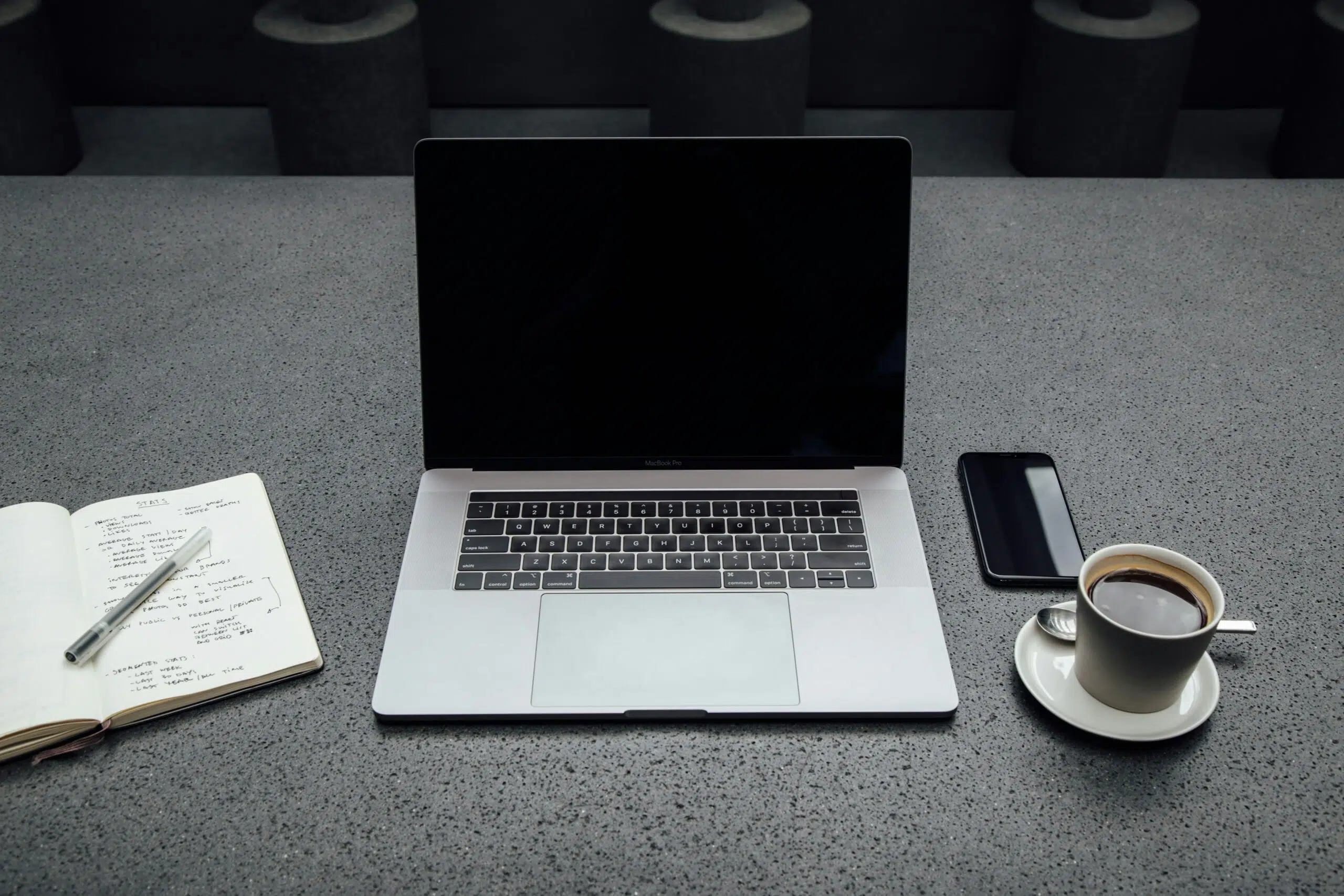 a laptop on a desk