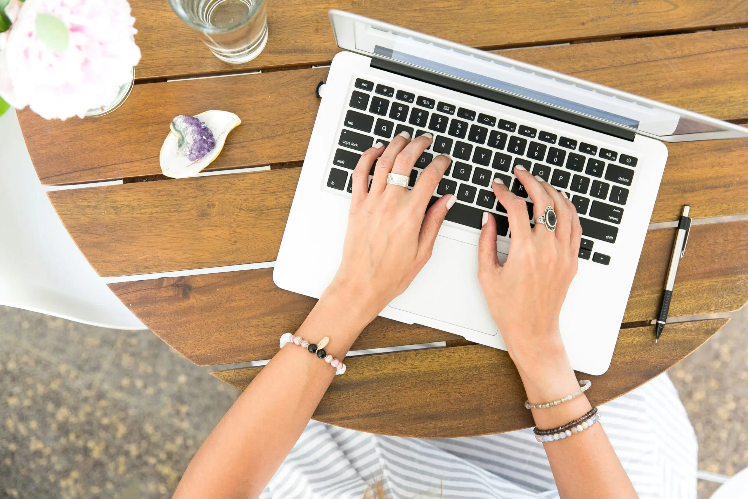 a woman working on her laptop