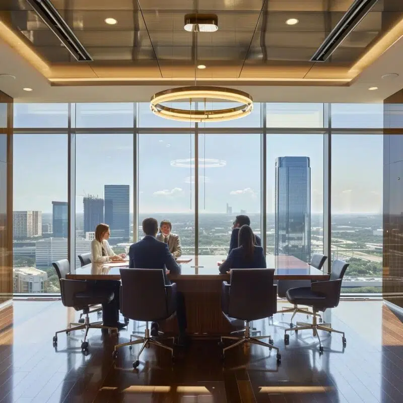 Wealth planning meeting in Plano for high-net-worth individuals discussing financial strategies.