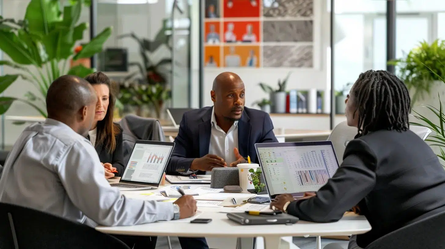 a focused office setting captures a diverse group of professionals engaged in a heated discussion, surrounded by documents and charts indicating workforce classification, emphasizing the critical importance of accurate employee and contractor distinctions for tax compliance. | Cohesion a focused office setting captures a diverse group of professionals engaged in a heated discussion, surrounded by documents and charts indicating workforce classification, emphasizing the critical importance of accurate employee and contractor distinctions for tax compliance.