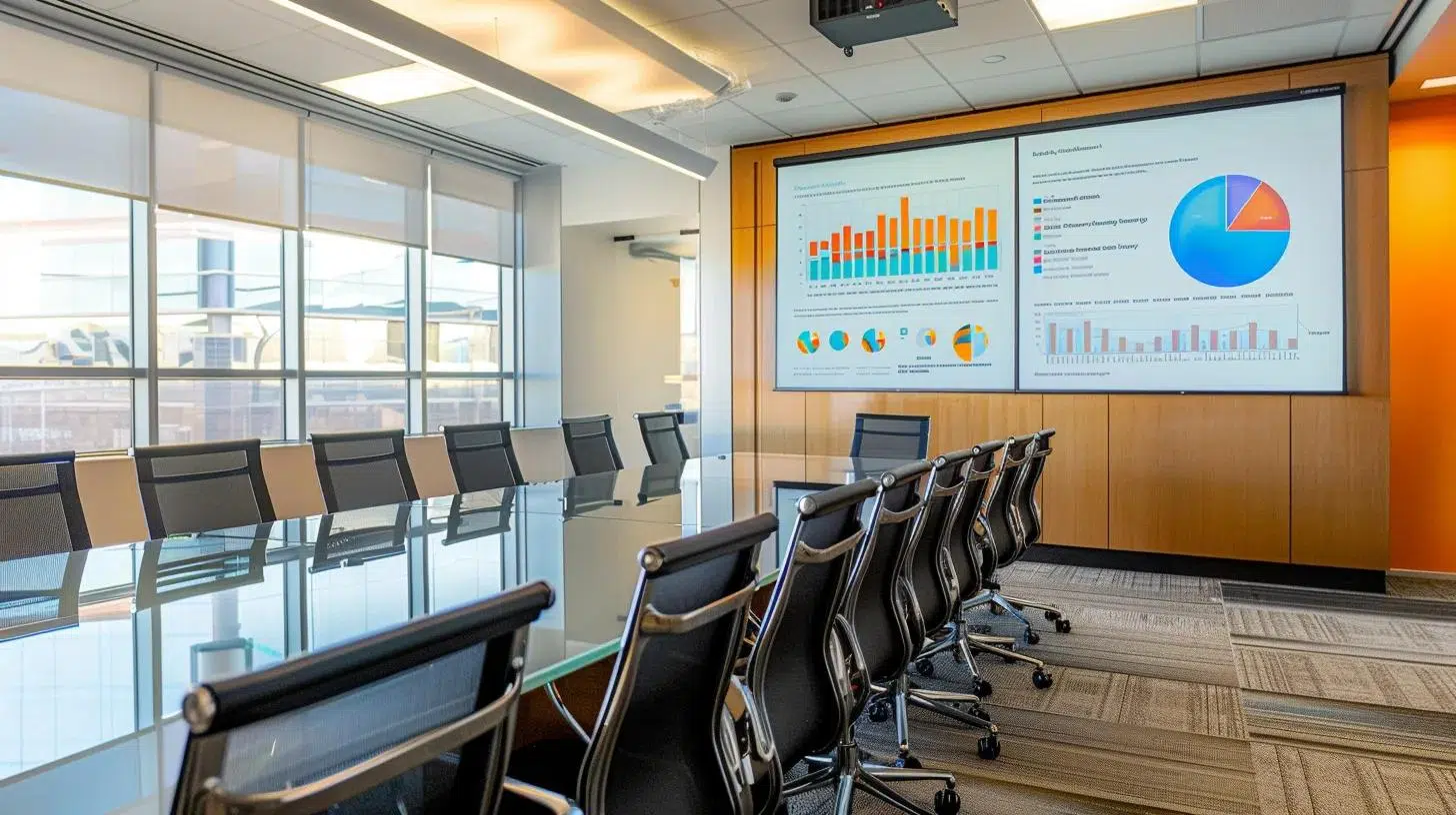 a polished conference room displays a digital presentation on advanced tax strategies, featuring vibrant infographics that illustrate cost segregation studies and r&d tax credits, while sleek, modern furnishings convey a sense of professionalism and strategic growth. | Cohesion a polished conference room displays a digital presentation on advanced tax strategies, featuring vibrant infographics that illustrate cost segregation studies and r&d tax credits, while sleek, modern furnishings convey a sense of professionalism and strategic growth.