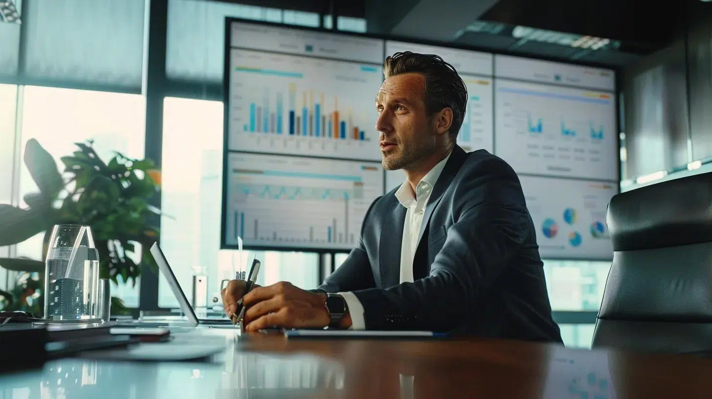 a cfo presenting financial growth strategies on a digital screen | Cohesion a cfo presenting financial growth strategies on a digital screen