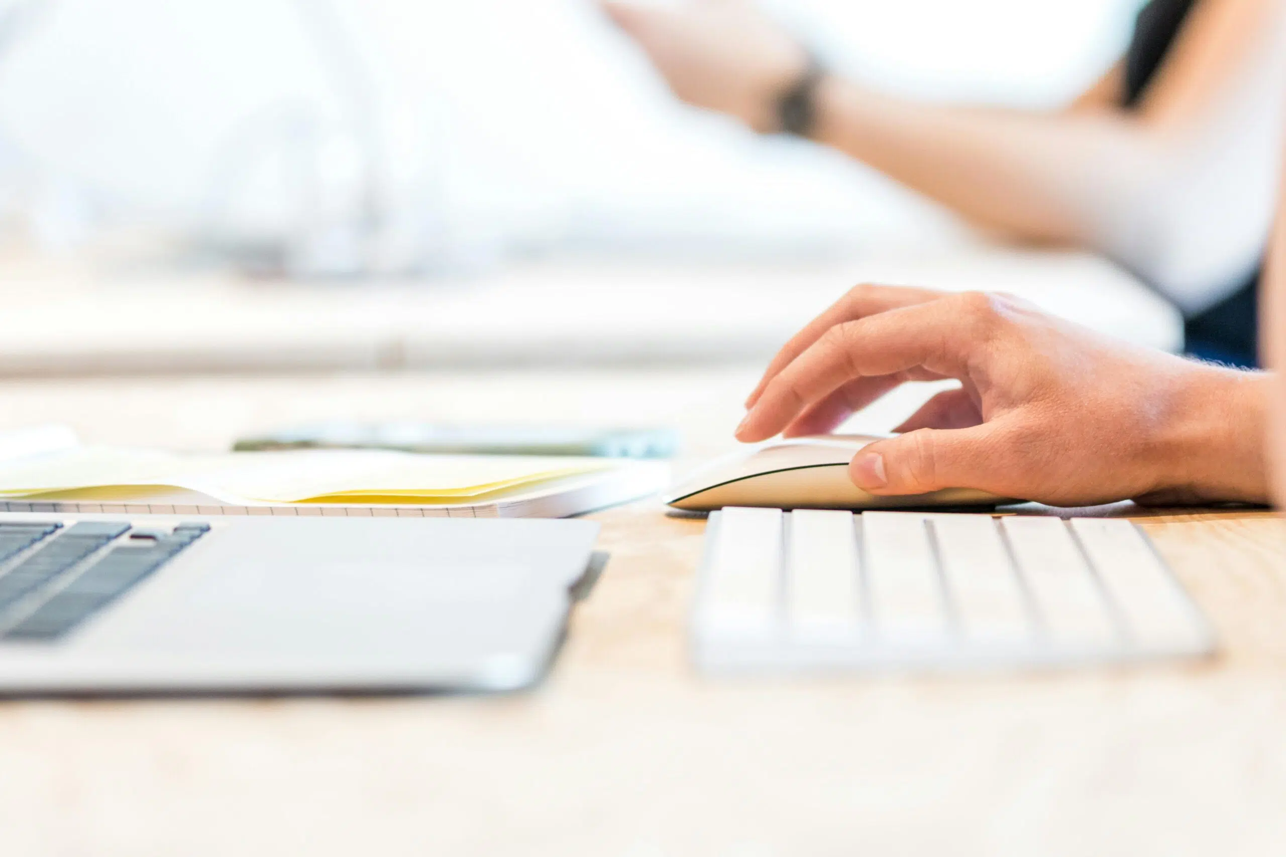 person working on computer at office